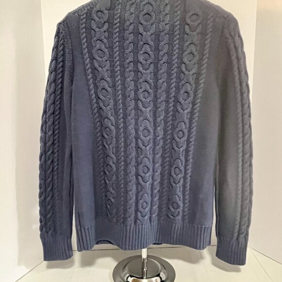 LL Bean Cable Knit Sweater Women’s Small Steel Blue100% Cotton Pullover Crewneck - Picture 9 of 9